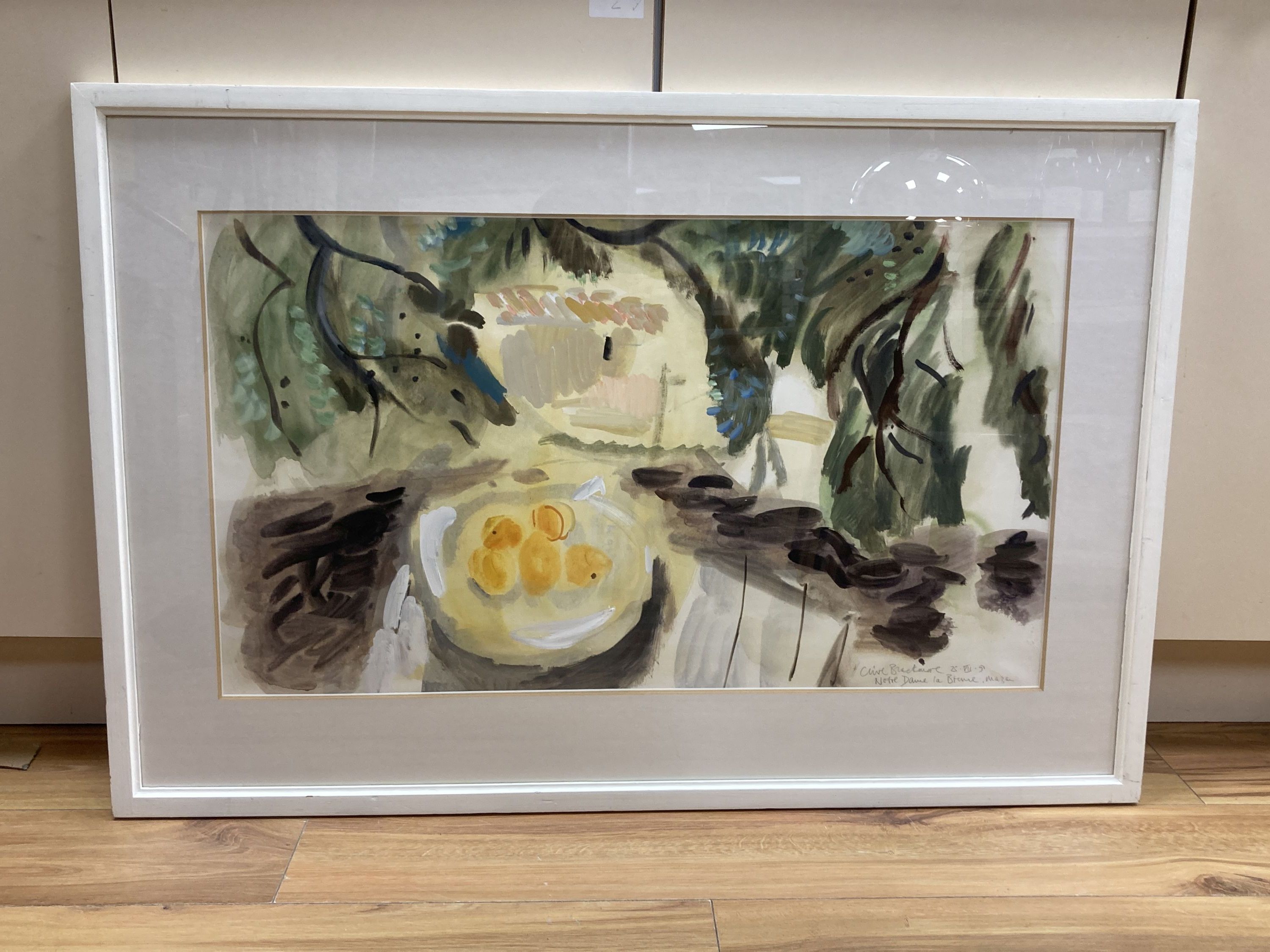 Clive Blackmore (1940-), watercolour, Olive Stump and Hills, Notre Dame, Day Anges, signed and dated 91, 47 x 82cm